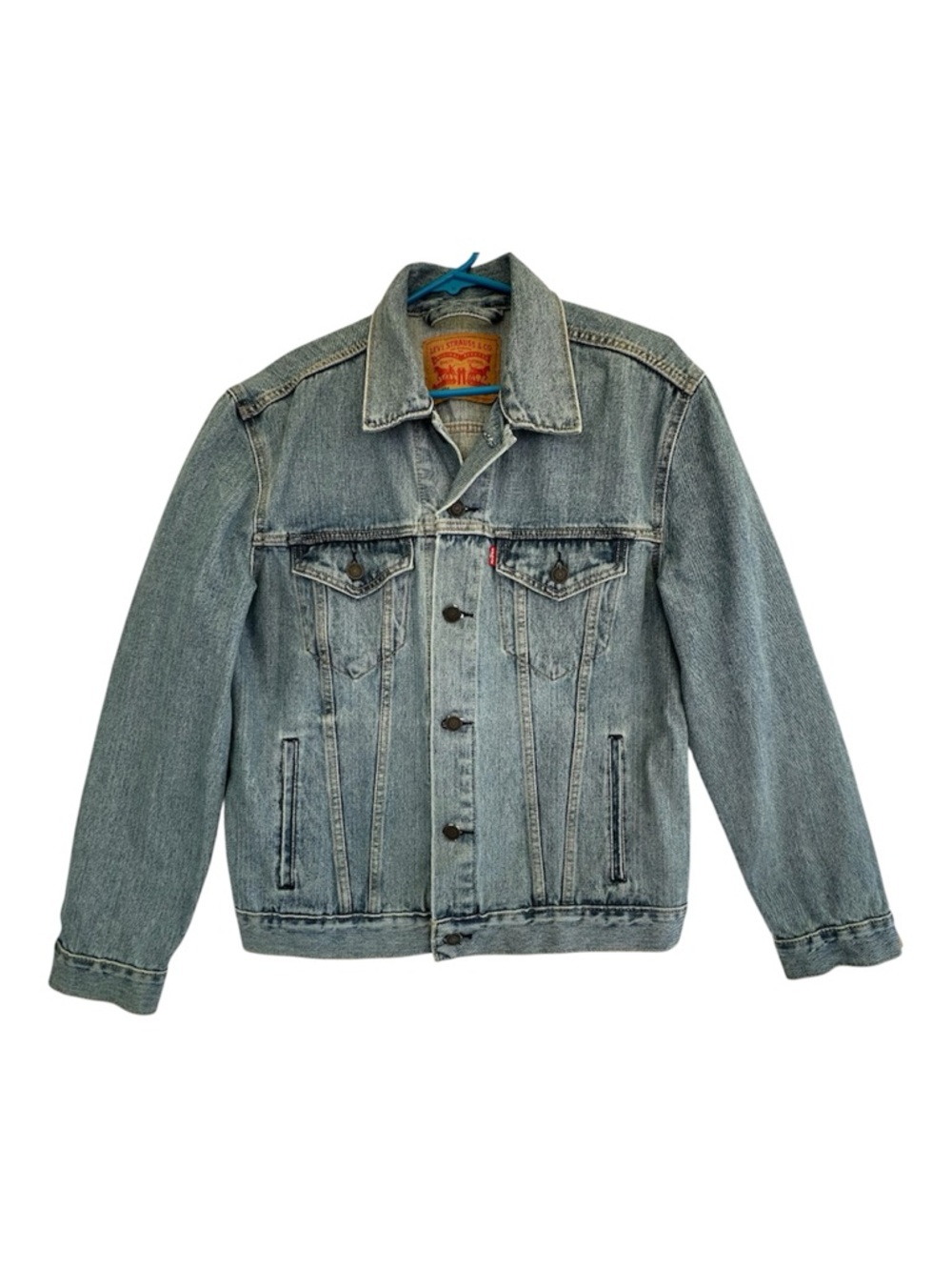 Levi's Denim Jean Jacket Light Wash Distressed Trucker Western Style 72334